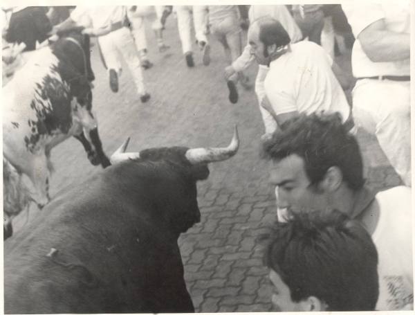 Noel running on the horns of the bull